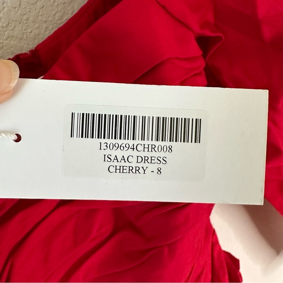 NWT REFORMATION Isaac Ruched Organic Cotton Dress in Red SZ US 8 - Picture 9 of 11